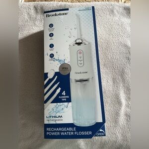 Brookstone White and Blue Rechargeable Water Flosser